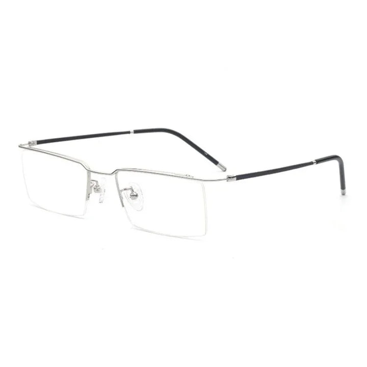 Handoer Unisex Semi Rim Square Titanium Alloy Eyeglasses 6341 Semi Rim Handoer SILVER