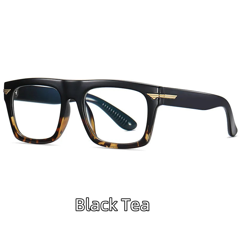 Kocolior Unisex Full Rim Square Acetate Hyperopic Reading Glasses 3394 Reading Glasses Kocolior Black Tea 0 