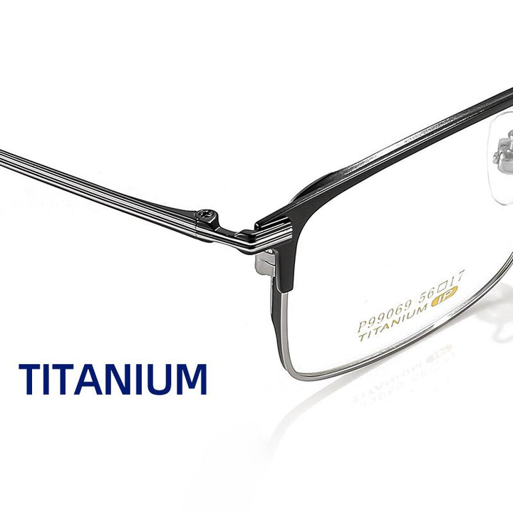 KatKani Unisex Full Rim Large Square Titanium Eyeglasses 99069 Full Rim KatKani Eyeglasses   