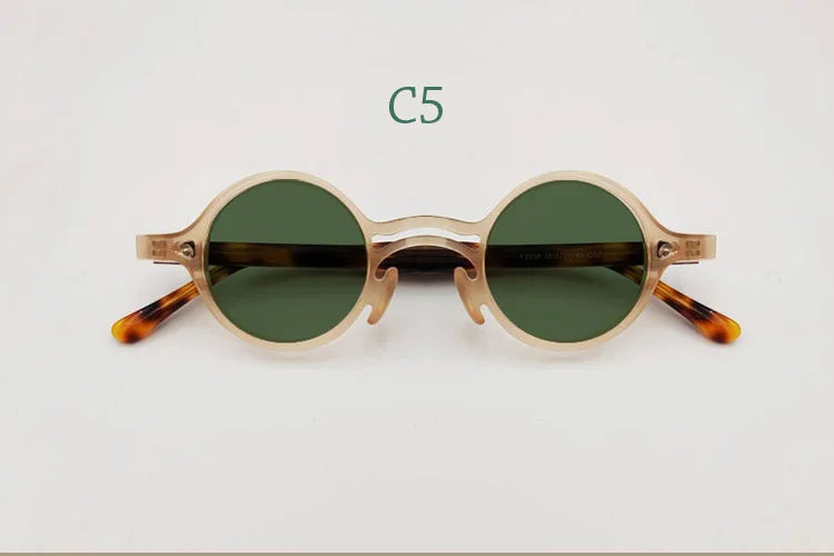 Yujo Men's Full Rim Round Double Bridge Acetate Polarized Sunglasses 2058s Sunglasses Yujo C5 CHINA