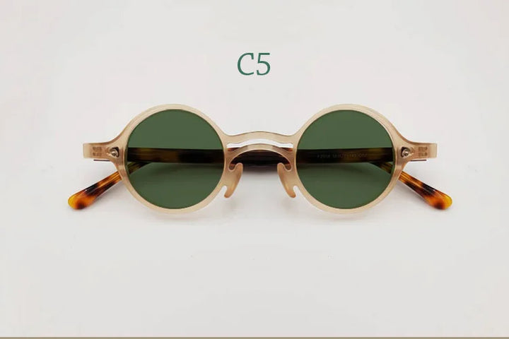 Yujo Men's Full Rim Round Double Bridge Acetate Polarized Sunglasses 2058s Sunglasses Yujo C5 CHINA