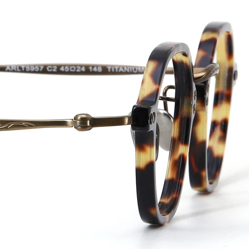 Muzz Unisex Full Rim Polygon Oval Titanium Acetate Eyeglasses 5957 Full Rim Muzz