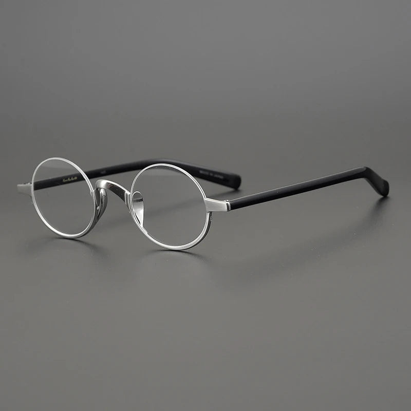 Black Mask Unisex Semi Rim Titanium Small Round Eyeglasses N80 Semi Rim Black Mask