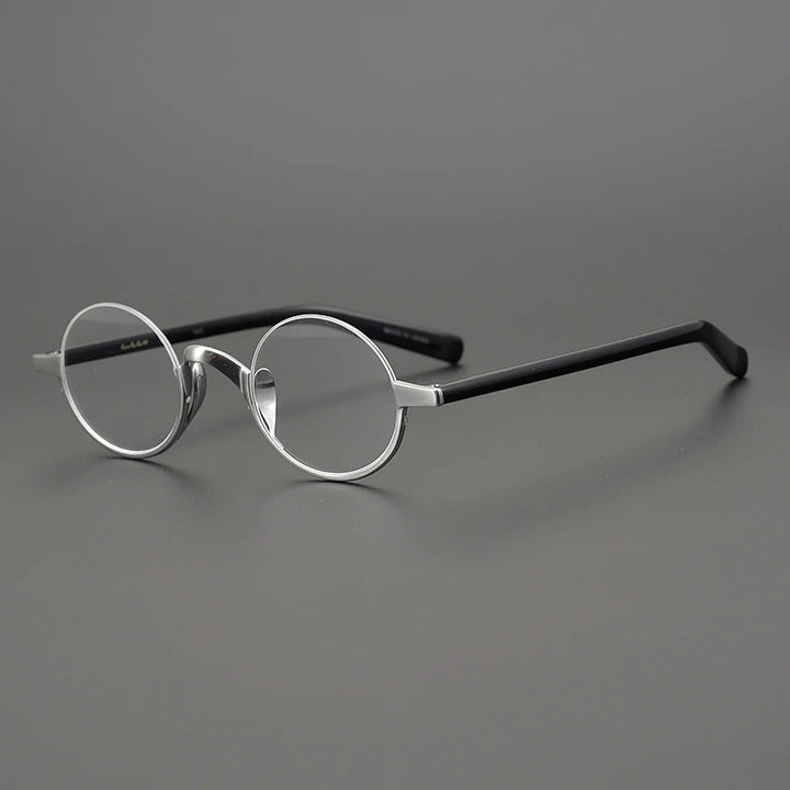 Black Mask Unisex Semi Rim Titanium Small Round Eyeglasses N80 Semi Rim Black Mask