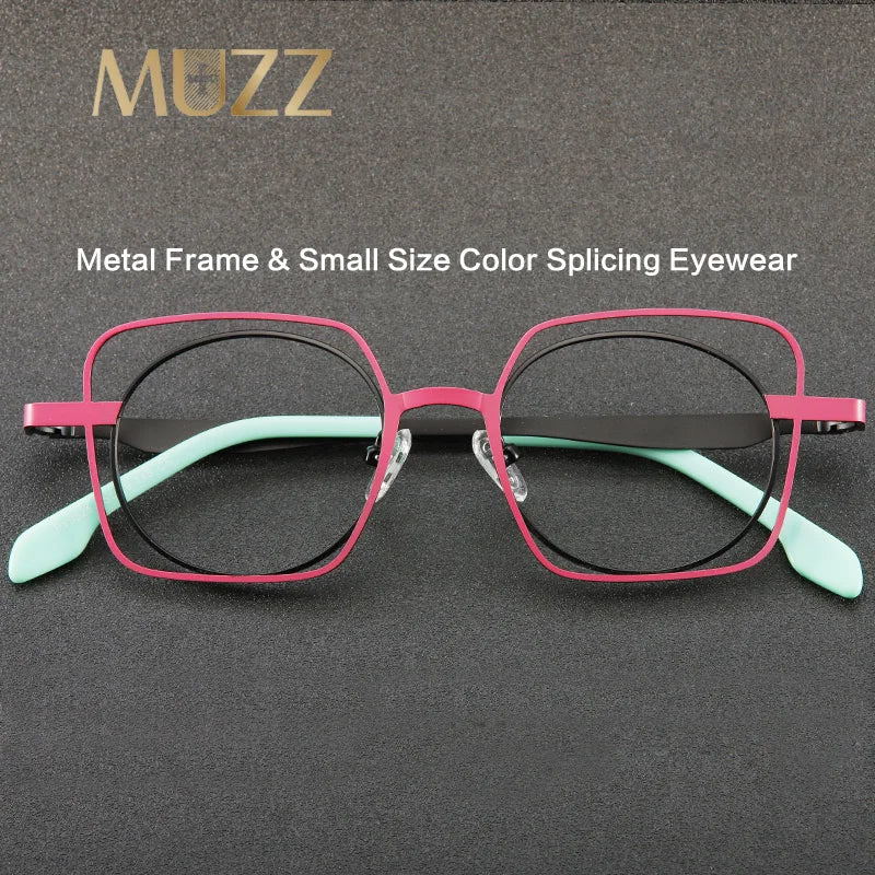 Muzz Women's Full Rim Round Square Alloy Eyeglasses 5525 Full Rim Muzz   