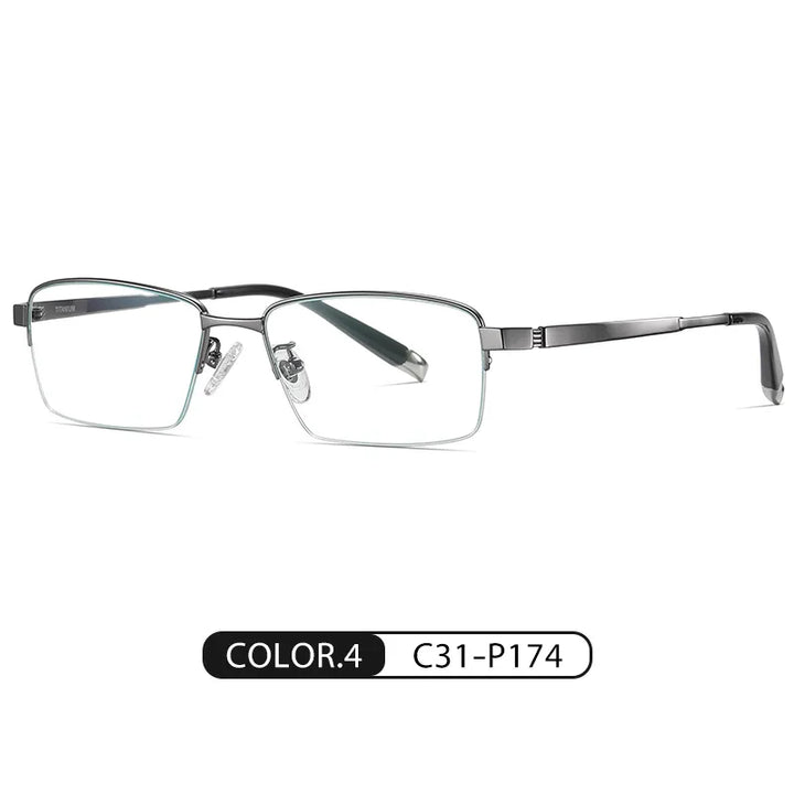 Handoer Women's Semi Rim Square Titanium Eyeglasses 0907 Semi Rim Handoer C4
