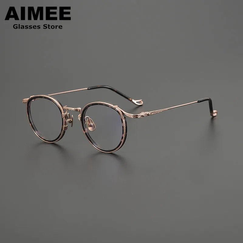 Aimee Unisex Full Rim Round Titanium Acetate Eyeglasses 47713