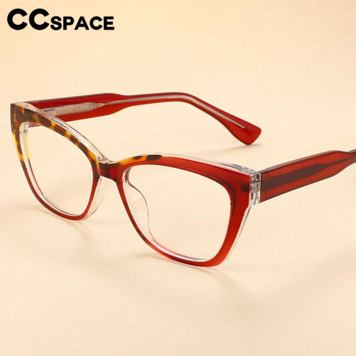 CCspace Unisex Full Rim Square Cat Eye Tr 90 Titanium Eyeglasses 56596 Full Rim CCspace