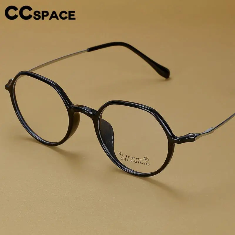 CCspace Unisex Full Rim Round Tr 90 Titanium Eyeglasses 57100 Full Rim CCspace