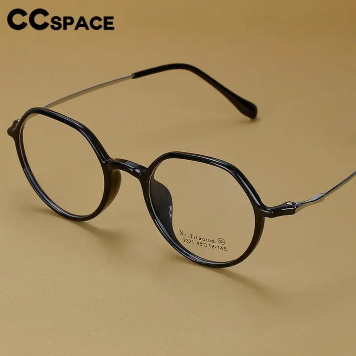 CCspace Unisex Full Rim Round Tr 90 Titanium Eyeglasses 57100 Full Rim CCspace
