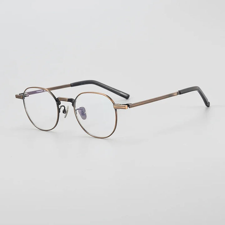 Black Mask Women's Full Rim Polygone Acetate Eyeglasses S955 Full Rim Black Mask Bronze