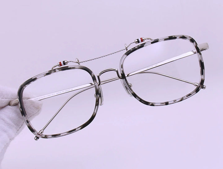 Black Mask Unisex Full Rim Square Double Bridge Alloy Acetate Eyeglasses Tbs816 Full Rim Black Mask