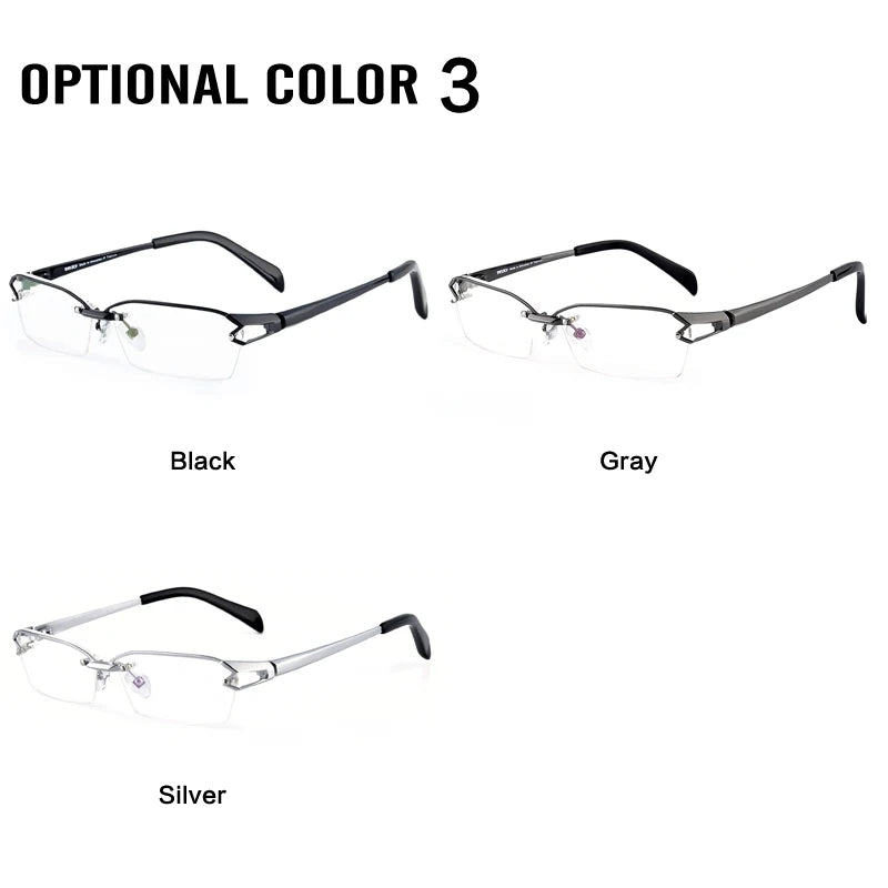 Muzz Unisex Semi Rimless Oval Square Titanium Eyeglasses 41143 Rimless Muzz