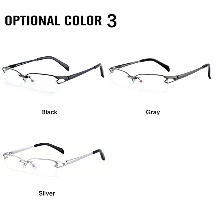 Muzz Unisex Semi Rimless Oval Square Titanium Eyeglasses 41143 Rimless Muzz