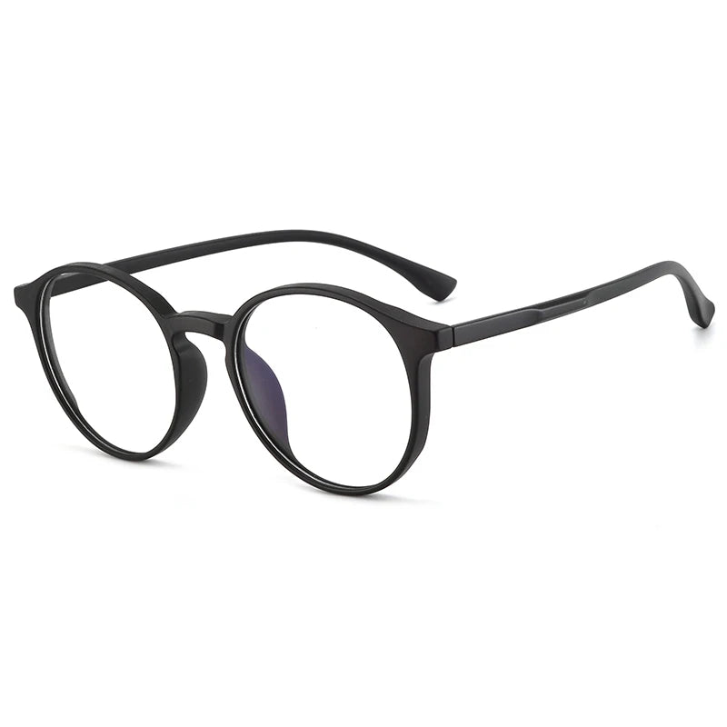 Bclear Unisex Full Rim Round Tr 90 Titanium Eyeglasses 90302 Full Rim Bclear Matte Black