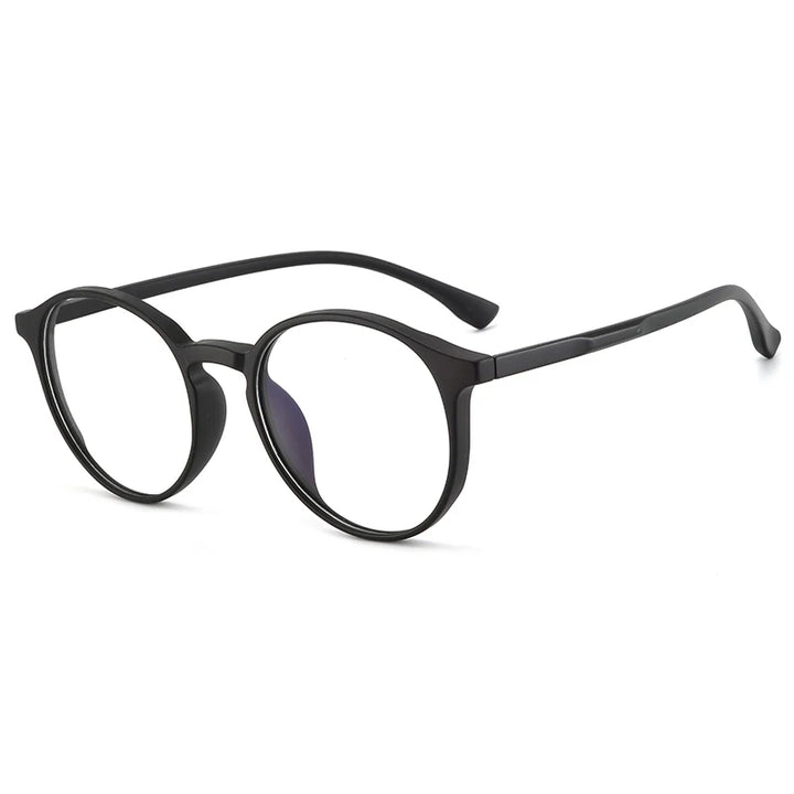Bclear Unisex Full Rim Round Tr 90 Titanium Eyeglasses 90302 Full Rim Bclear Matte Black