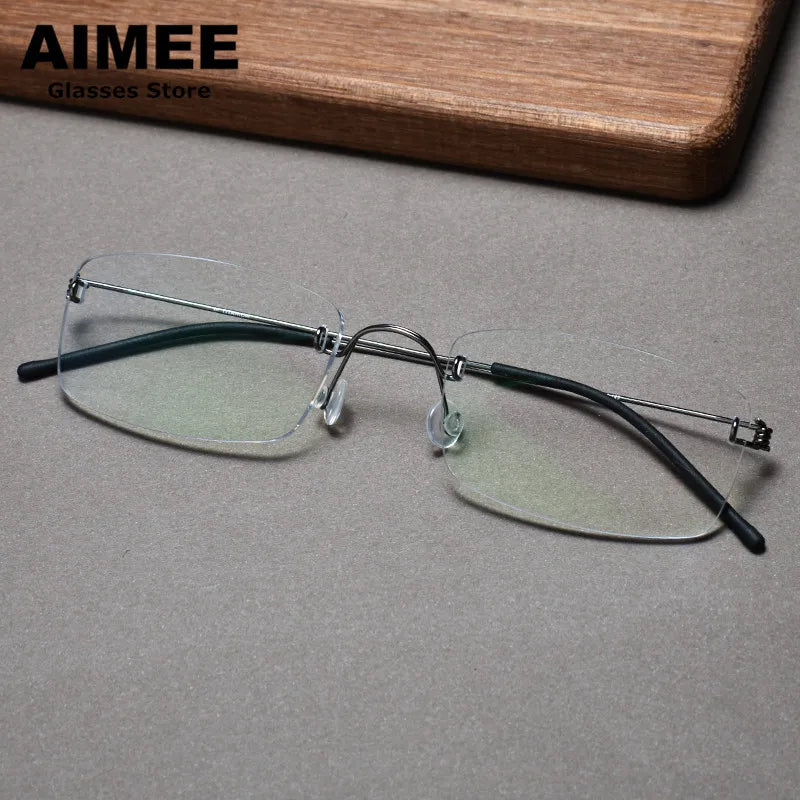Aimee Women's Rimless Square Screwless Titanium Eyeglasses 52120