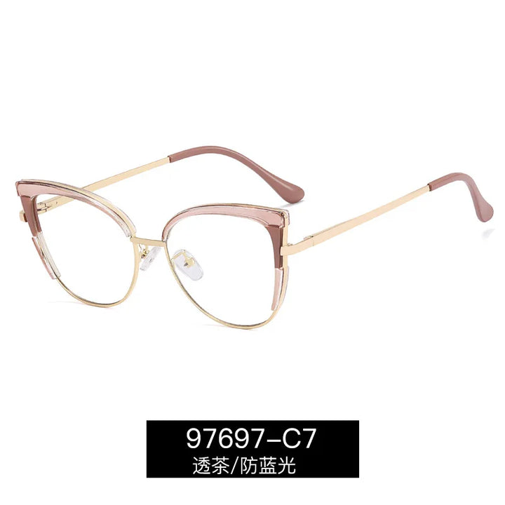 Handoer Women's Full Rim Oval Cat Eye Acetate Alloy Eyeglasses 97697 Full Rim Handoer C7