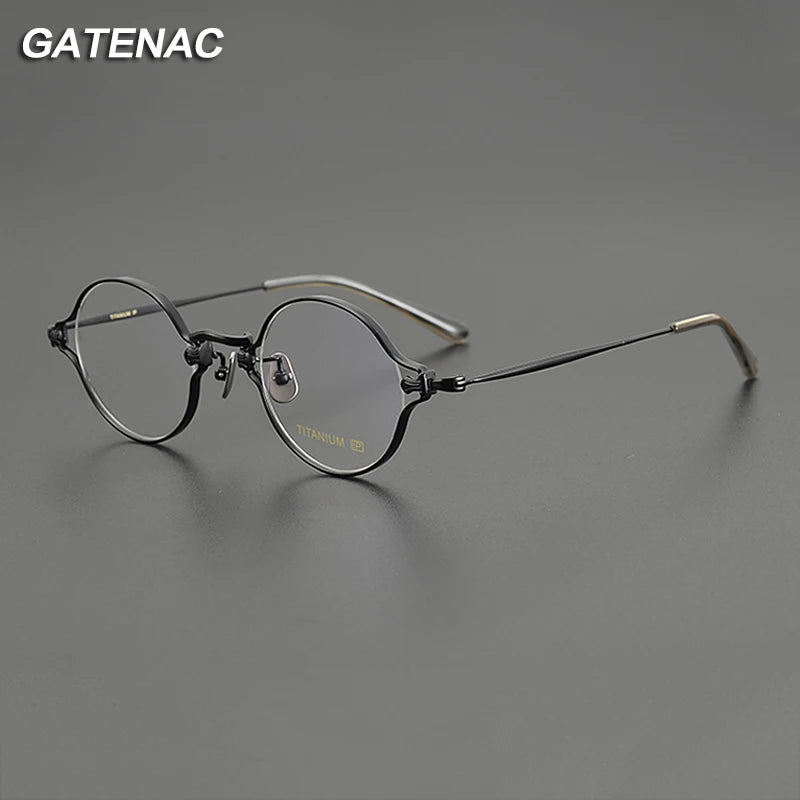 Gatenac Unisex Full Rim Round Titanium Eyeglasses Gxyj1198 Full Rim Gatenac