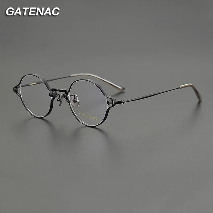 Gatenac Unisex Full Rim Round Titanium Eyeglasses Gxyj1198 Full Rim Gatenac