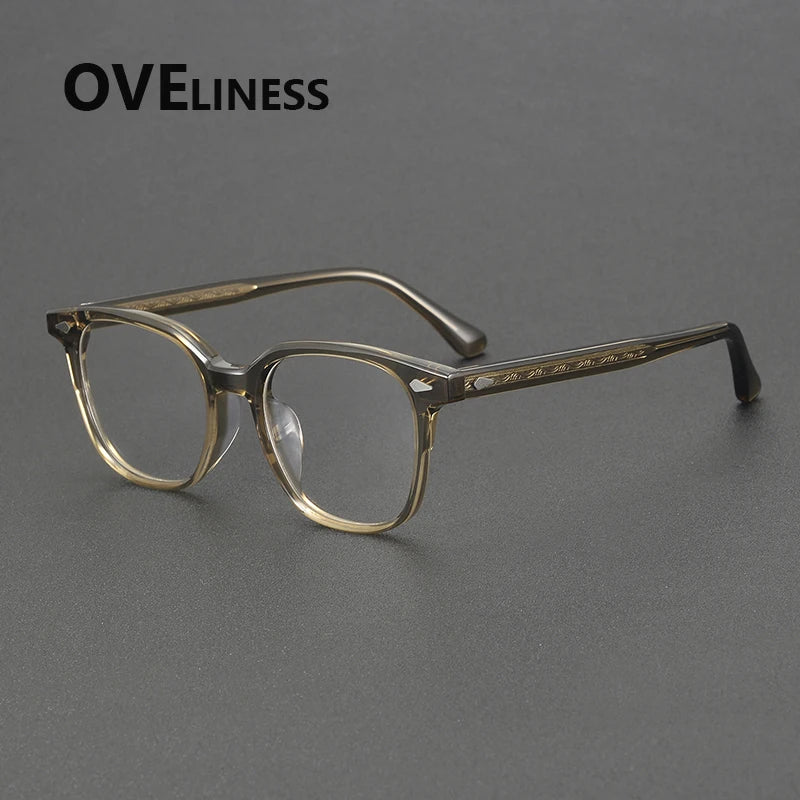 Oveliness Unisex Full Rim Oval Square Acetate Eyeglasses 88099 Full Rim Oveliness tea