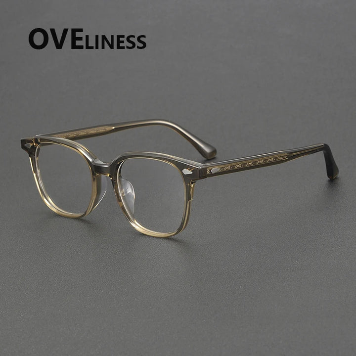 Oveliness Unisex Full Rim Oval Square Acetate Eyeglasses 88099 Full Rim Oveliness tea