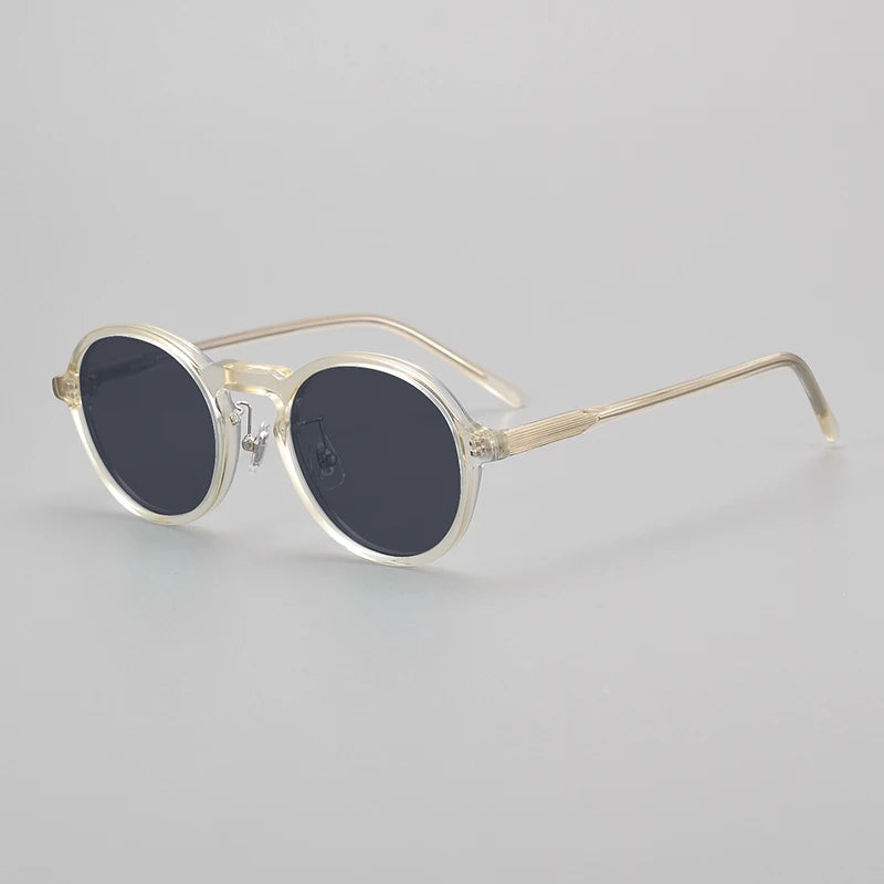 Black Mask Unisex Full Rim Round Acetate Polarized Sunglasses 14543 Full Rim Black Mask Yellow-Gray As Shown