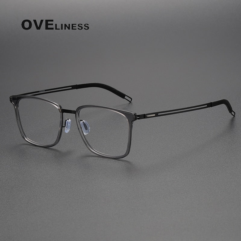 Oveliness Unisex Full Rim Square Screwless Titanium Eyeglasses 8202305 Full Rim Oveliness grey black