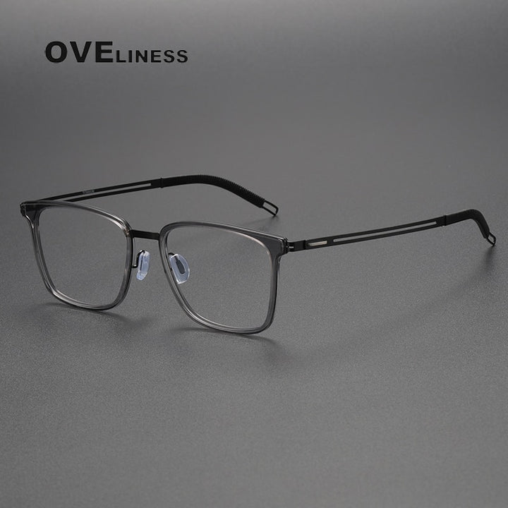 Oveliness Unisex Full Rim Square Screwless Titanium Eyeglasses 8202305 Full Rim Oveliness grey black