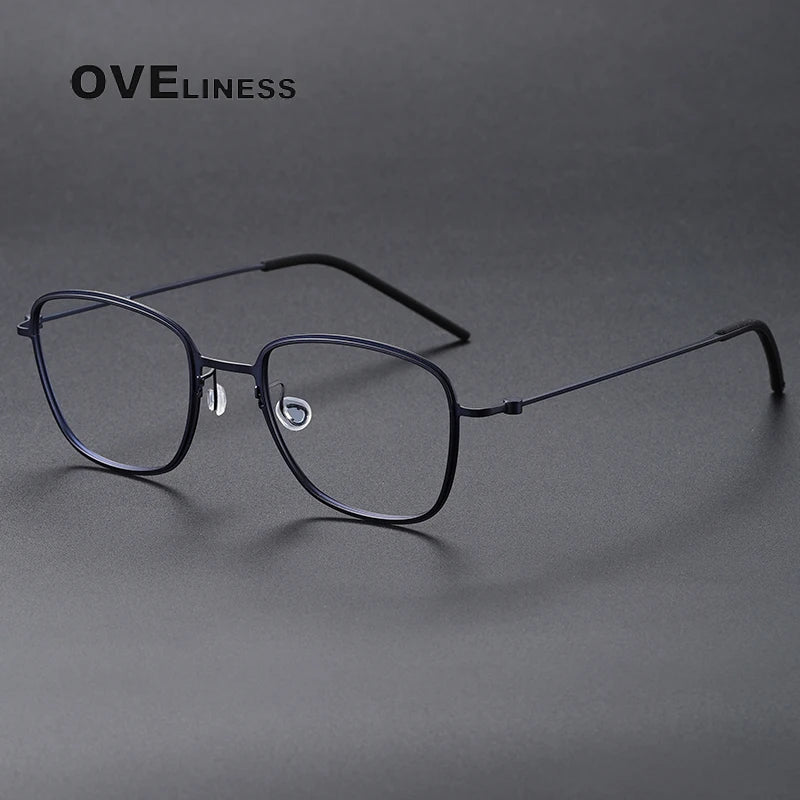 Oveliness Unisex Full RIm Square Screwless Titanium Eyeglasses 5530 Full Rim Oveliness blue