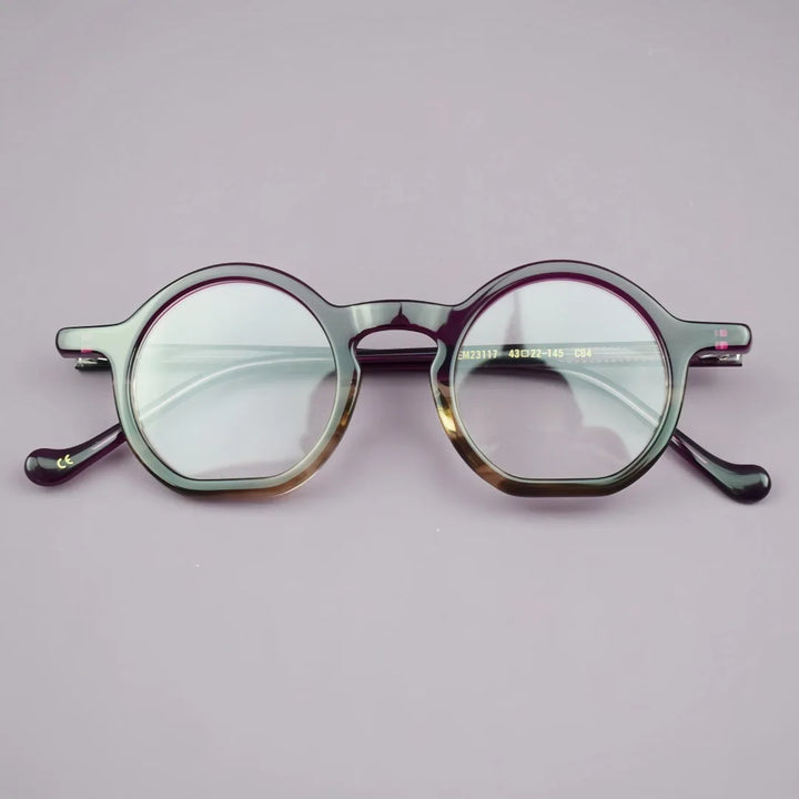 Hewei Women's Full Rim Flat Bottom Round Acetate Eyeglasses 913722