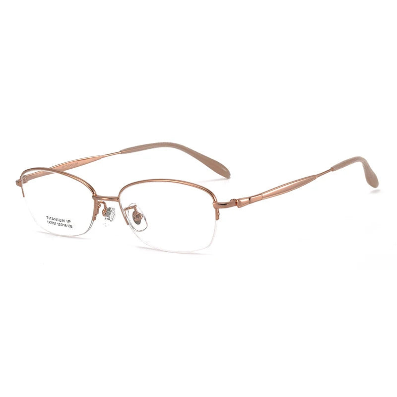 Bclear Women's Semi Rim Oval Titanium Eyeglasses 7957 Full Rim Bclear Rose Gold