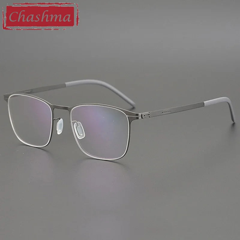Chashma Ottica Unisex Full Rim Square Titanium Eyeglasses 401 Full Rim Chashma Ottica Gray  
