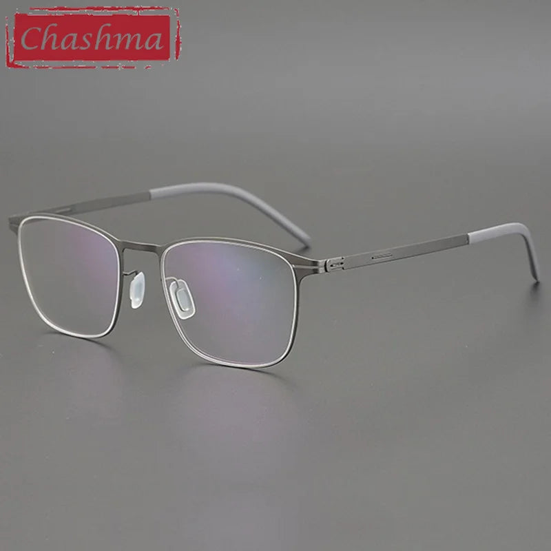 Chashma Ottica Unisex Full Rim Square Titanium Eyeglasses 401 Full Rim Chashma Ottica Gray
