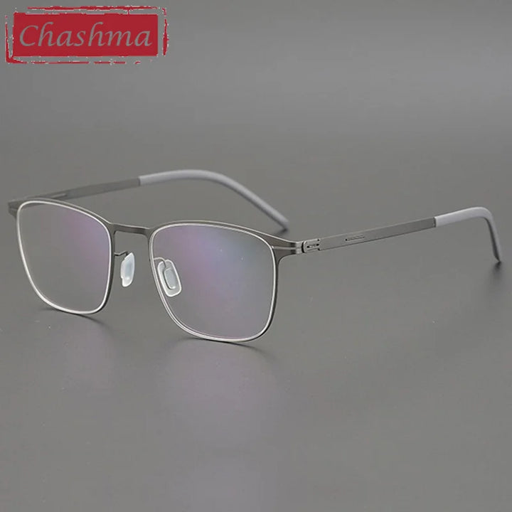 Chashma Ottica Unisex Full Rim Square Titanium Eyeglasses 401 Full Rim Chashma Ottica Gray