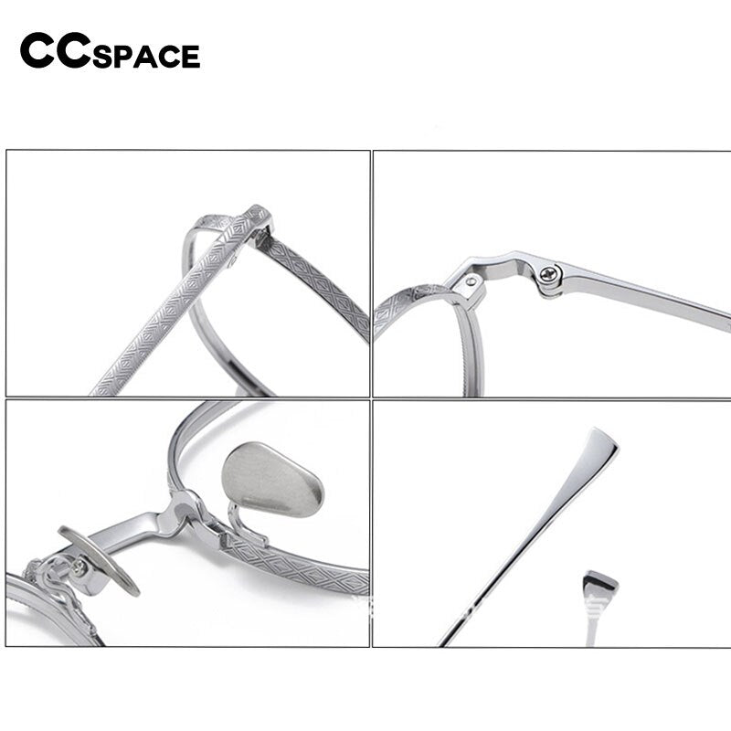 CCspace Unisex Full Rim Round Titanium Eyeglasses 55975 Full Rim CCspace