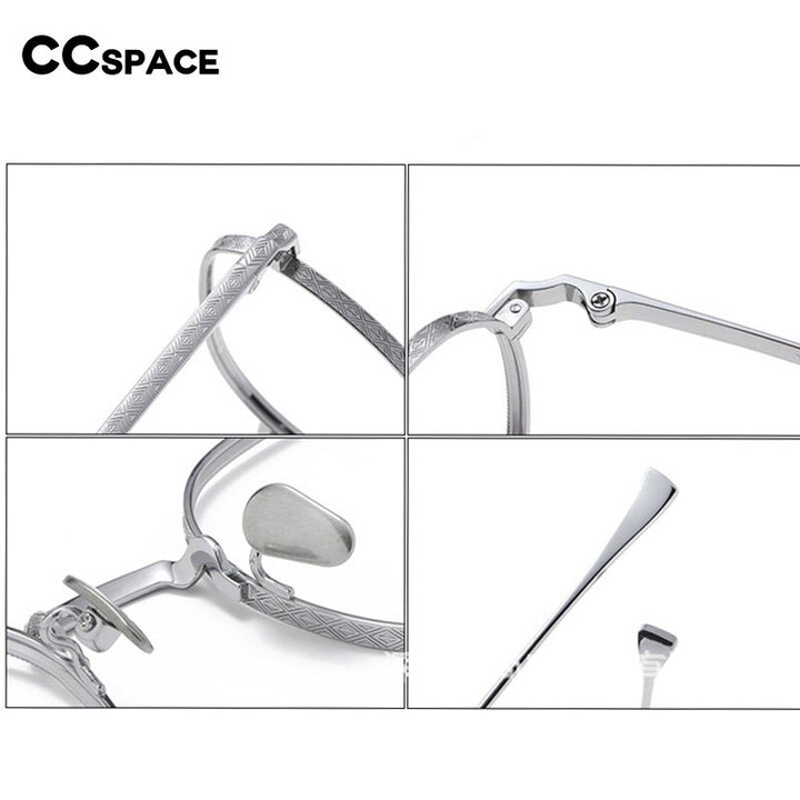 CCspace Unisex Full Rim Round Titanium Eyeglasses 55975 Full Rim CCspace