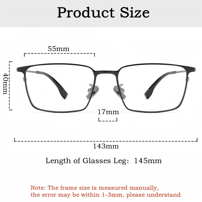 Yimaruili Men's Full Rim Square Titanium Eyeglasses 86037