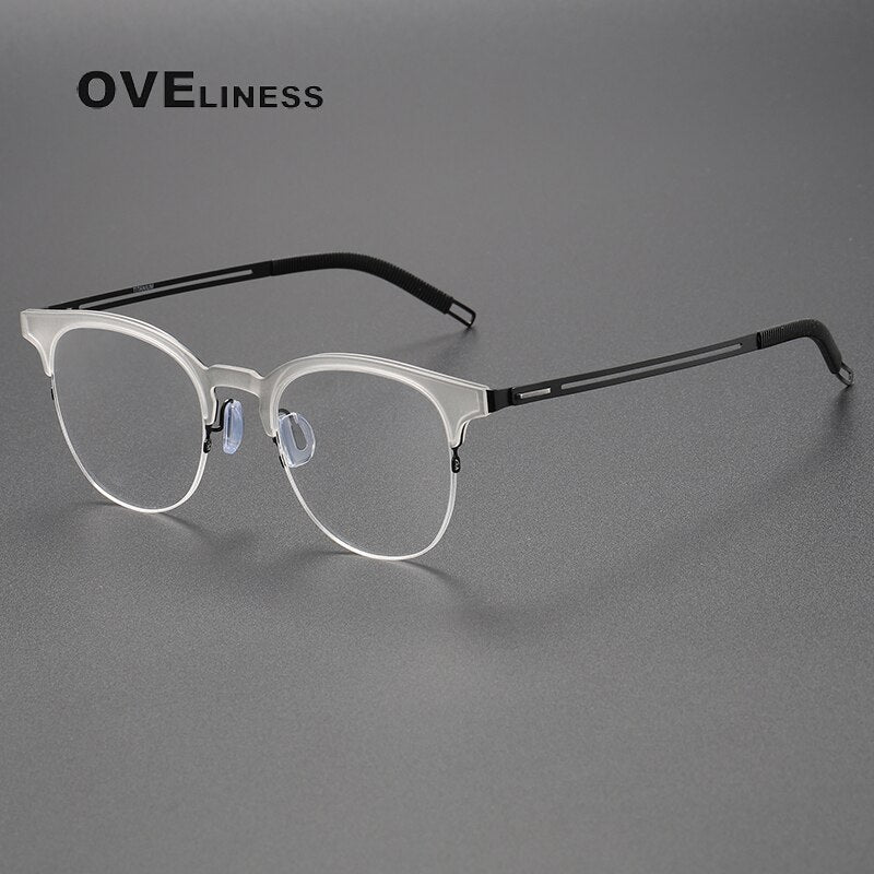 Oveliness Unisex Full Rim Square Screwless Titanium Eyeglasses 8202313 Full Rim Oveliness transparent black  
