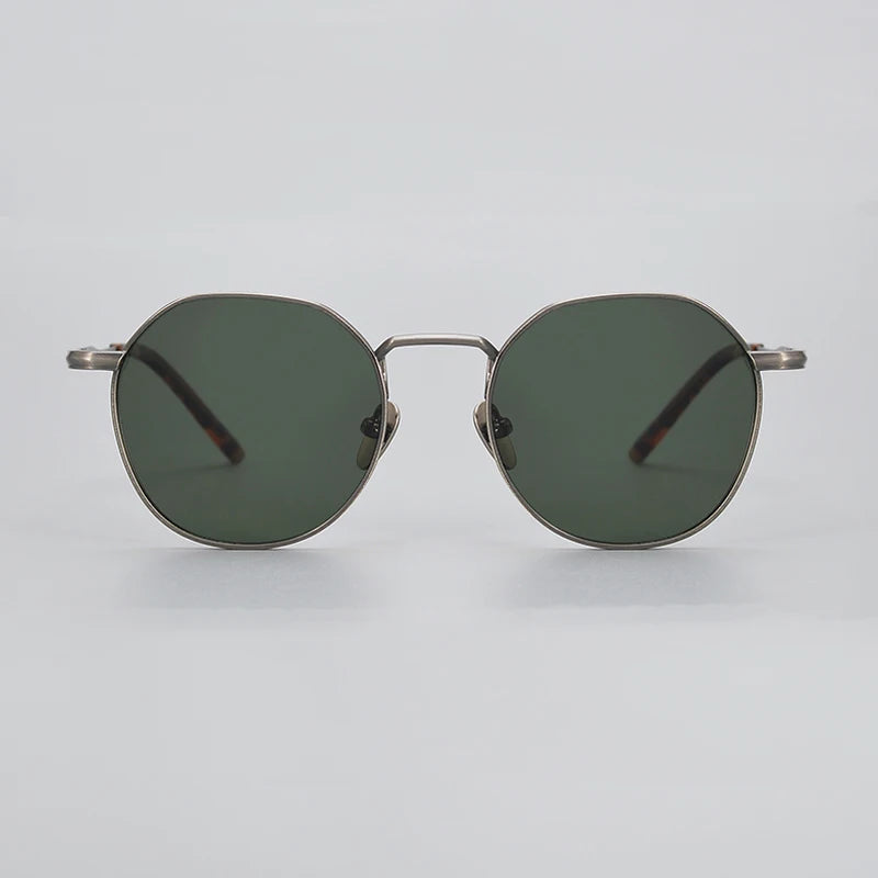 Black Mask Men's Full Rim Titanium Round Polarized Sunglasses 14045 Full Rim Black Mask