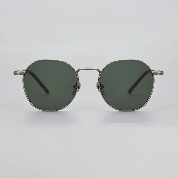 Black Mask Men's Full Rim Titanium Round Polarized Sunglasses 14045 Full Rim Black Mask
