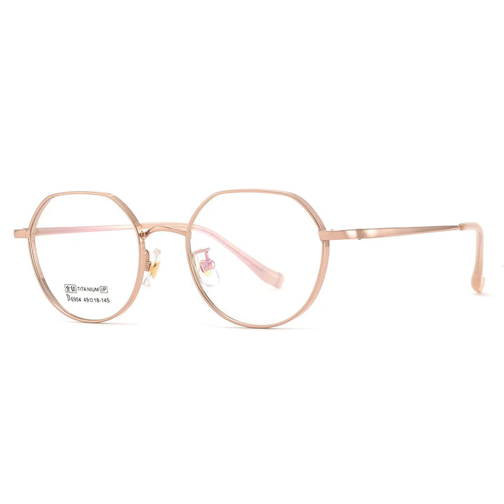 Bclear Women's Full Rim Polygon Small Oval Titanium Women Eyeglasses My6954 Full Rim Bclear Rose Gold