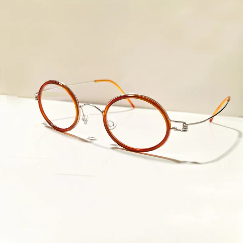 Yujo Unisex Full Rim Oval Steel Acetate Custom Eyeglasses 61432