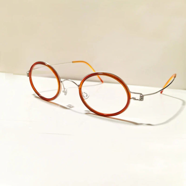 Yujo Unisex Full Rim Oval Steel Acetate Custom Eyeglasses 61432