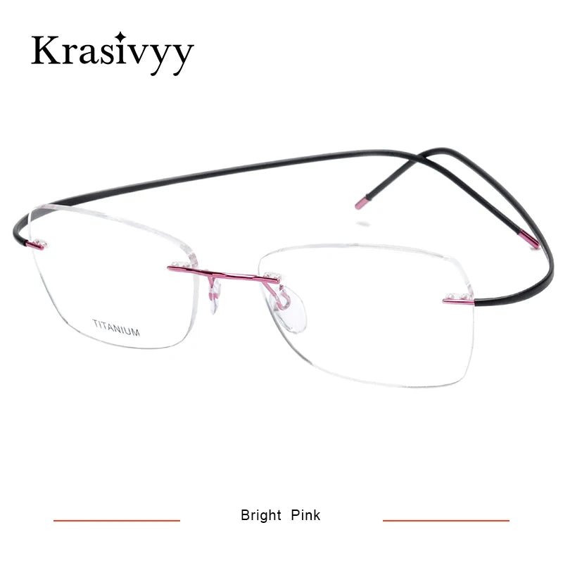 Krasivyy Unisex Rimless Oval Titanium Eyeglasses 1615 Rimless Krasivyy Bright  Pink