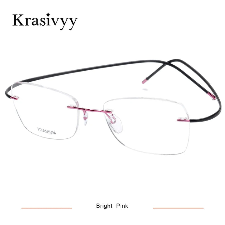 Krasivyy Unisex Rimless Oval Titanium Eyeglasses 1615 Rimless Krasivyy Bright  Pink