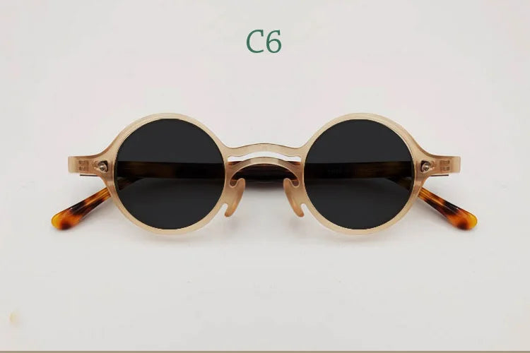 Yujo Men's Full Rim Round Double Bridge Acetate Polarized Sunglasses 2058s Sunglasses Yujo C6 CHINA