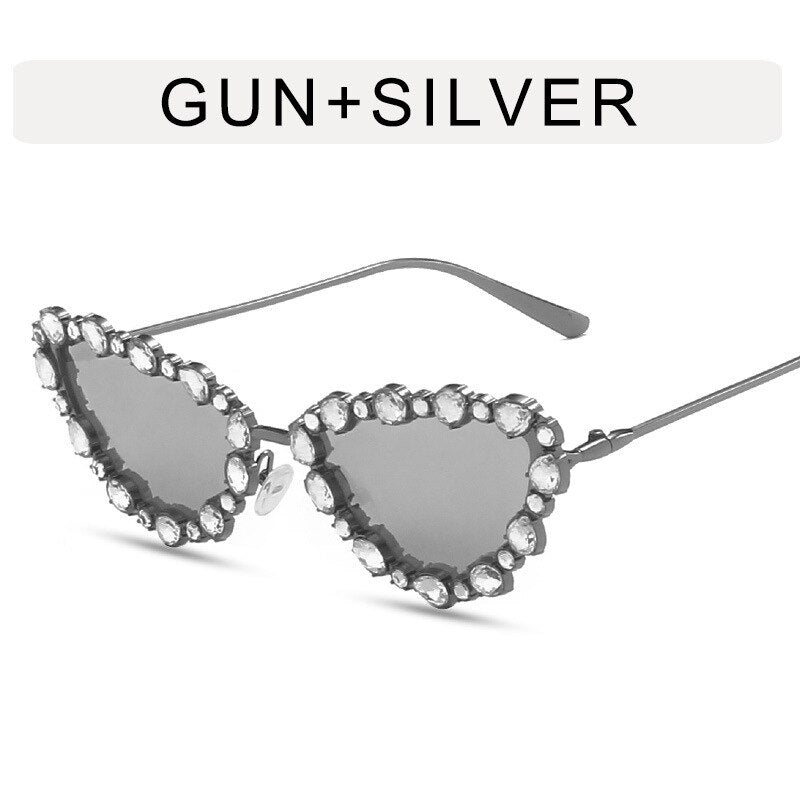 CCspace Women's Full Rim Triangle Cat Eye Alloy UV400 Sunglasses 56219 Sunglasses CCspace Sunglasses GunWhite