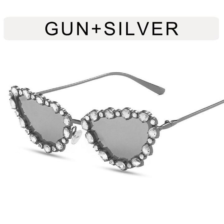 CCspace Women's Full Rim Triangle Cat Eye Alloy UV400 Sunglasses 56219 Sunglasses CCspace Sunglasses GunWhite