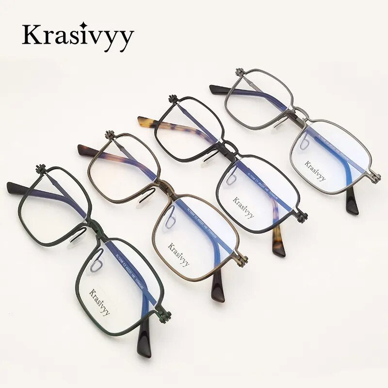 Krasivyy Men's Full Rim Square Titanium Eyeglasses Rlt5898 Full Rim Krasivyy   